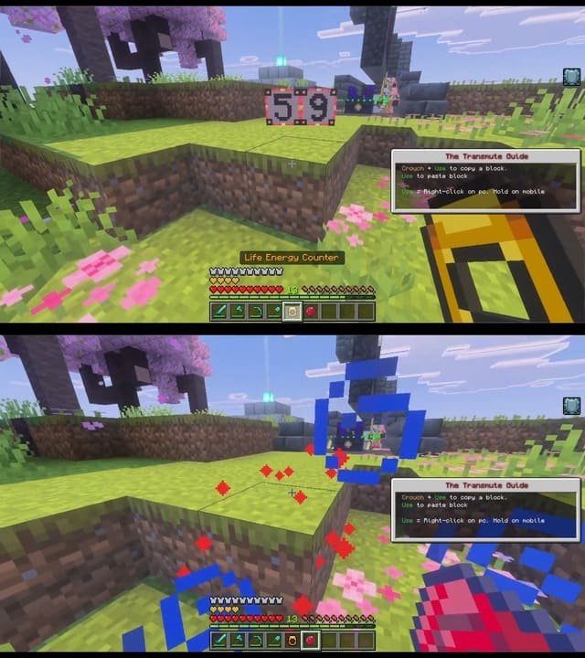 Using the Transmutator to transform blocks in Minecraft PE (Bedrock)