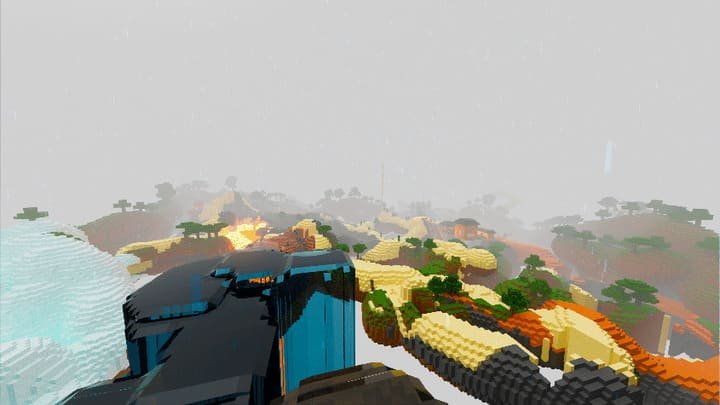 Flying island landscape in Minecraft PE (Bedrock)