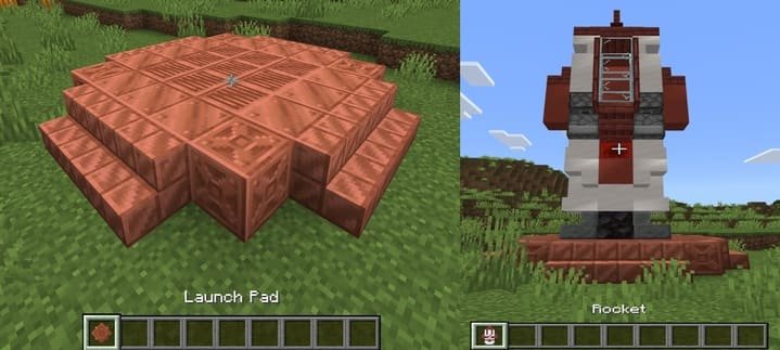 Крафт и запуск ракеты в моде Полет на луну для Майнкрафт ПЕ (Бедрок)