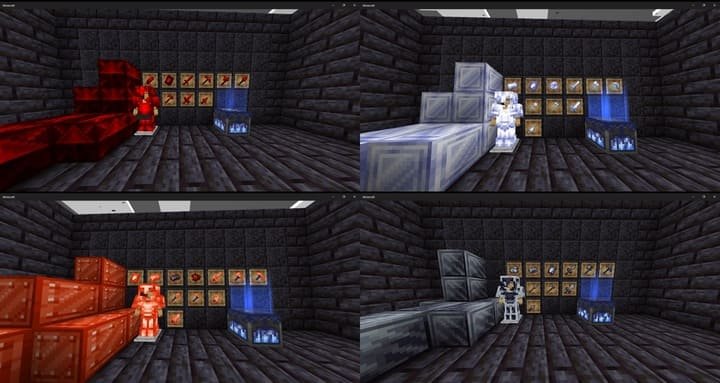 New armor and weapon sets in the Minecraft PE (Bedrock) mod