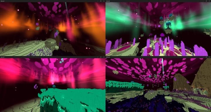 Different layers of the new End dimension in Minecraft PE (Bedrock)