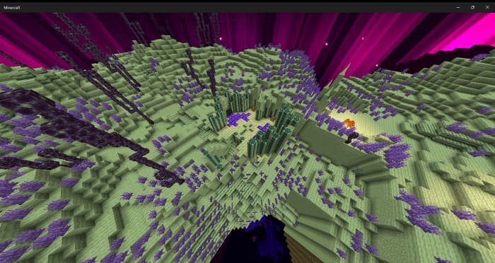 Chorus Grove with edible trees in Minecraft PE (Bedrock)