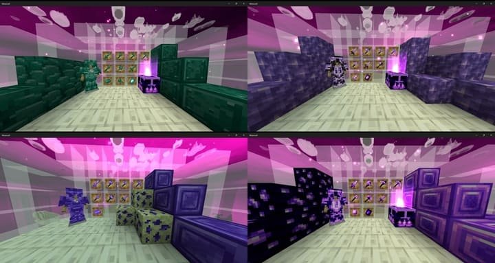 New armor and weapon sets in the End Update mod for Minecraft PE (Bedrock)