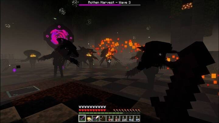 Волны новых монстров в моде Хэллоуинский рейд для Майнкрафт ПЕ (Бедрок)