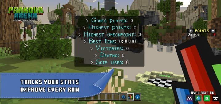 Таблица со статистикой на карте Паркур арена