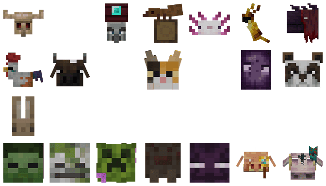 Демонстрация разнообразных текстур мобов в Minecraft PE (Bedrock)